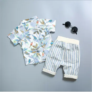 PUDCOCO Moda 2Pcs da Criança do Bebê Roupa de Meninos Conjuntos de Meninos de Algodão Roupas de Conjuntos de Folhas de T-shirts+Calças Listradas de Verão Terno 1-5T