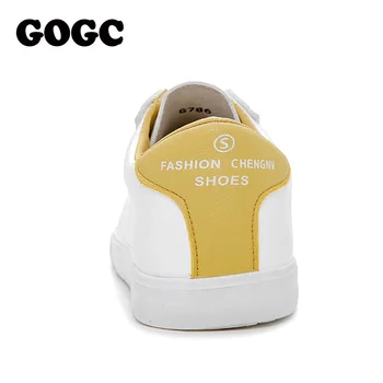 GOGC 2021 Macio Sapatos de Tênis Branco calçados casuais das Mulheres de Verão, Primavera Respirável Buraco de Couro Calçados femininos Televisão G786