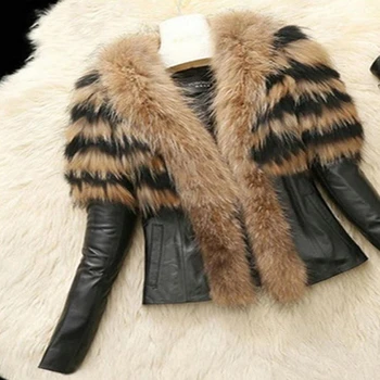 2021 Outono Inverno para Mulheres de Peles Casaco Jaqueta Feminina de Couro PU Slim Fit Casacos de Pele Fofo Outerwear Casacos Plus Size S-5XL