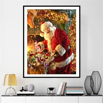 AZQSD 5d Diamante Pintura de Natal, Papai Noel Imagem em Mosaico De Strass Diamante Bordados desenhos animados Presente feito à mão