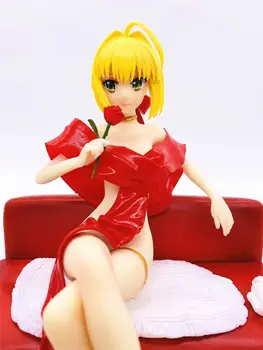 Anime Fate/EXTRA Stay Night sorte Grande, a Fim de Saber o Nero Cláudio, Roupão de banho Vestido Vermelho Ver. PVC Figura de Ação Sentado no Sofá Modelo