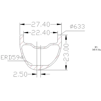 Grafeno 29er em carbono mtn disco aro 27.4x23mm Assimetria tubeless mtb roda de bicicleta de btt disco de aro de bicicleta ERD, emergency repair disk 594mm