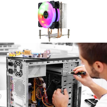 LANSHUO Cooler RGB CPU do Radiador de 2 Tubos de Calor Ultra-Silencioso Fan Cooler para LGA 2011 X79 X99 X299 (4Pin Único Fã)