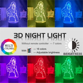 Ilusão 3d Lâmpada de Itachi Uchiha Figura Sensor de Toque Nightlight para Crianças Decoração do Quarto Legal de Presente para o Filho da Noite do Diodo emissor de Luz de Naruto