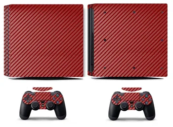 Vermelho de Fibra de Carbono PRO PS4 Pele PS4 Pro Adesivo Vinly Adesivo de Pele para a Sony PS4 PRO PlayStation 4 PRO e 2 controlador de peles