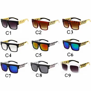 Hip Hop Óculos de sol da Moda de Ouro Corrente de Metal Quadrado de Óculos de Sol Celebridade Marca de Luxo Designer de Mulheres/Homens Tons UV400