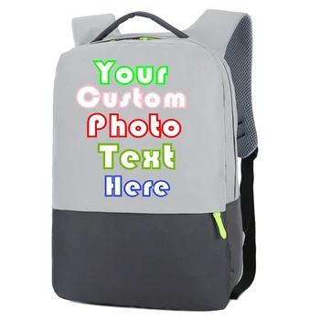 2019 Personalizada, Logotipo Personalizado Impresso Texto Foto Ultra leves e impermeáveis unisex mochila computador de negócio simples mochila de viagem