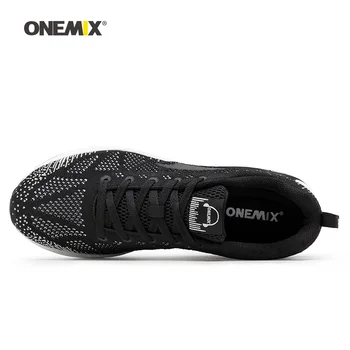 Onemix Homem Tênis para Homens de Preto Malha Padrão de Ar de Malha Respirável Designer Jogging Sapatilhas de Desporto ao ar livre, andando de Formadores