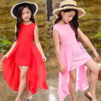 2020 nova guerra vestido para 5 6 7 8 9 10 1112 anos de idade menina de vestido elegante chiffon vestido de festa vermelho cor-de-rosa coreano menina adolescente