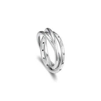 Autêntico de Prata 925 Clara CZ Redemoinho de Simetria Anéis para as Mulheres bodas de Prata Anel de Noivado de Jóias de Moda anillos