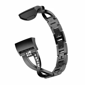 Diamante, Pulseira De Aço Inoxidável Para Fitbit Cobrar 4 Smart Faixa De Relógio Elegante Pulseira De Metal Para O Fitbit Carga 4 Carga / 3