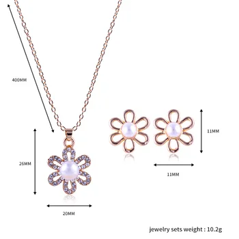 LDAI01 Simples e elegante flor de ameixa pérola eletrodeposição da liga jóia do brinco colar de jóias de noiva