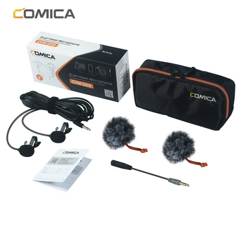 CoMica CVM D02 Lavalier Microfone de Condensador de 2,5 m 4.5 m 6.0 m Mic para Sony Canon Nikon DSLR celular com Câmera Gopro Studio