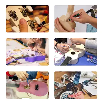 Kmise Ukulele DIY Kit Soprano Baixo Madeira, Construir a Sua Própria Uke com todos os Acessórios para Crianças Handwork Brinquedos Musicais