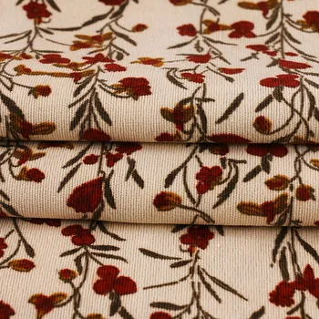100*150cm Pequenos Florais Impressão de Veludo Macio Tecido de Veludo Para Diy Inverno Camisas de Vestido de Criança Roupas de Cortina de Costura, Tecido