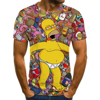 2020 Nova T-shirt de Simpson 3D Anime T-shirt Engraçada T-shirt para Homens e Mulheres Desgaste 3DT Camisa Casual Street Divertido Top de Manga Curta em 3D