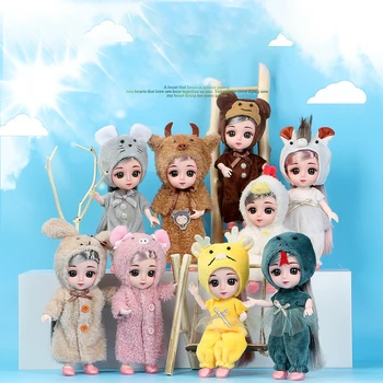 16CM BJD Bonecas Bonito Mini Animais Brinquedos Articulados Móveis 1/12 Cartoon BJD Boneca Para Meninas De 12 Zodíaco BJD Boneca de Presente de Aniversário Presentes