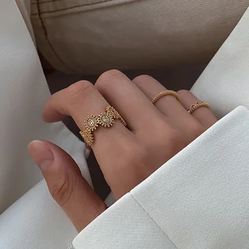 Coreia Dongdaemun anel feminino ins on-line celebridade vento frio retro temperamento Brincalhão laço anel de metal