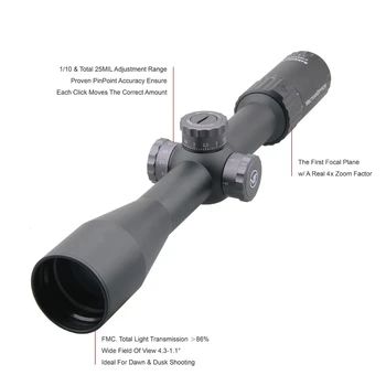 Vetor de Óptica Atirador 4-16x44 FFP Tático Riflescope 1/10 MIL Rifle Âmbito 30mm Monotube para Sniper Tiro ao Alvo de Caça