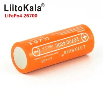 LiitoKala Lii-40E 3.2 V 26700 recarregável LiFePO4 bateria de 4000mah célula de lítio para 24V e-bike de energia HID luz solar 26650