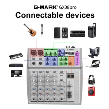G-MARK Profissional Mixer de Áudio do Microfone do Console de 2 Strero 2 Mono Ligação USB ao Computador
