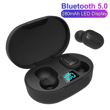TWS sem Fio de Fone de ouvido para Redmi Airdots Fones de ouvido Display LED Bluetooth V5.0 Fones de ouvido com Microfone para iPhone Huawei, Samsung pk A6S
