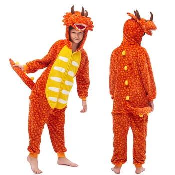 Crianças Kigurumi Onesie Unicórnio Pijamas Para Crianças, Homens, Animais De Cosplay Dinossauro Dormentes De Mulheres Traje De Inverno Menino Menina Jumspuit