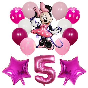14pcs/monte Rato de Minnie do Mickey de balões do Mickey Mouse da Festa de Aniversário de Decoração de chá de Bebê 30inch Número de Balão de Bolinhas Globos
