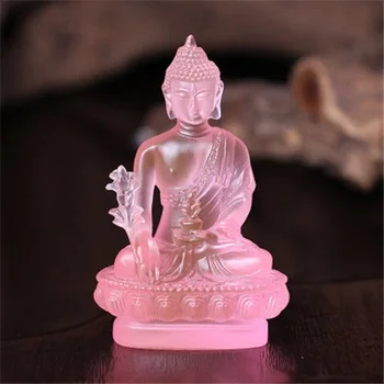 Alta qualidade de Vidro de Vidro Farmacêutico Buda Cristal Artesanato Fengshui Enfeites Criativos Escultura Decoração de Casa Estátua Presentes Lembranças