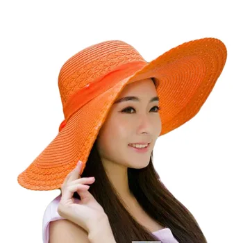2020 Nova Aba Larga Verão Chapéus Para Mulheres Férias de Lazer, Praia Hat laço de Fita a Viseira de Sol do Chapéu de Palha Panamá Mulher do Sol Caps