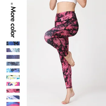 2020 Execução de Fitness Yoga Calças de Treino das Mulheres Imprimir Leggings Formação Elástico Longo Meias Calças para Dançar Barriga de Controle