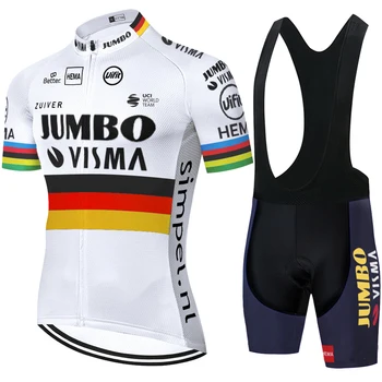 2021 equipe JUMBO VISMA ciclismo jersey verão, seca rápido, jardineiras, shorts de ciclismo roupas masculino respirável uniforme de ciclismo