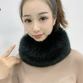 Imitado Fox Gola de Pele de Espessura Quente Pescoço Proteção Faux Fur Collar Estilo coreano de Inverno Senhora de cabelo, lenços de pele lenço mulheres
