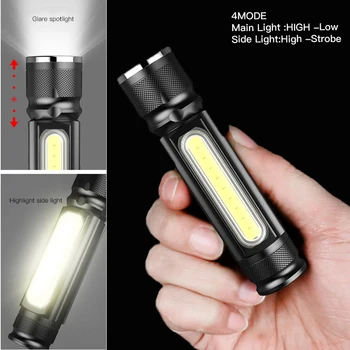 6000LM Recarregável USB Multifuncional Lanterna LED Built-in bateria Poderosa, T6 tocha do Lado do COB Luz da cauda do ímã Luz de Trabalho