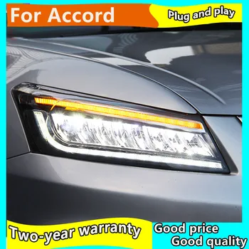 Estilo carro LED Farol Honda 8º Accord 2008 - 2013 lâmpada de Cabeça Dinâmico DRL por sua vez, Sinal led headlight