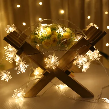 Floco de neve Decorativa do Diodo emissor de Luzes Cadeia de Decorações de Natal para a Casa de Luz do Bulbo Guirlanda de Fadas Luz Aniversário de Casamento Decoração