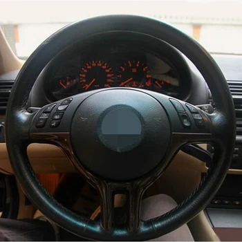 Cabedal preto DIY costurada à Mão, Carro Volante Capa para BMW 318i 325i 330ci E39 E46 X5 E53 Z3 E36/7 E36/8