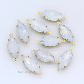 12p 5x10 7x15mm navette white Opal Pedras de Cristal de Vidro encantos Pingente de headwear Colar Brinco de Resultados 2-ciclos de Grânulos de jóias ma