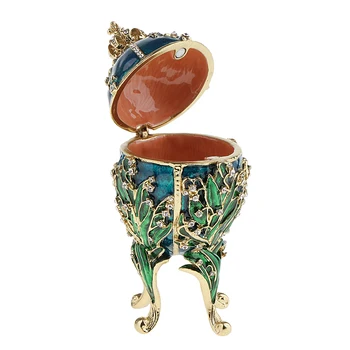 2Pcs de Luxo, Ovos de Páscoa Fabergé russo Royal Caso Perna Caixa de Jóias Titular