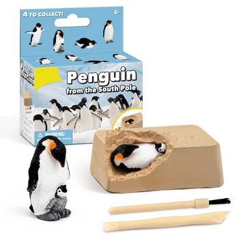 DIY para Crianças arqueológico brinquedos pinguins desenterrados científico educacional oceano Garagem Kit de Escavação e exploração