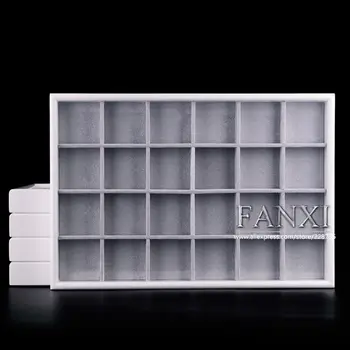 FANXI de Luxo Laca Branca de Exibição de Jóias Bandeja com Veludo Inserir Anel, Colar, Pulseira de Suporte da Bandeja de Jóias Caixa do Organizador
