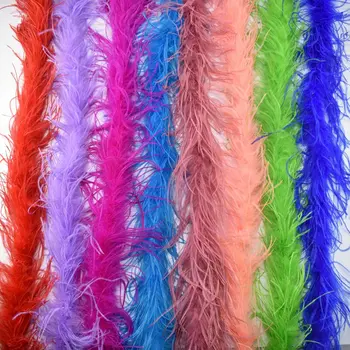 2 Metros/Pcs Coloridas Plumas de Avestruz Boa Decoração de Casamento Dança Vestuário de Penas Tira Xale de Penas de Avestruz para o Artesanato Guarnição