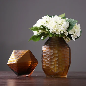 A europa vaso de vidro do diamante Hidroponia arranjo de Flores em vasos de Mesa grande vaso de decoração para casa acessórios modernos