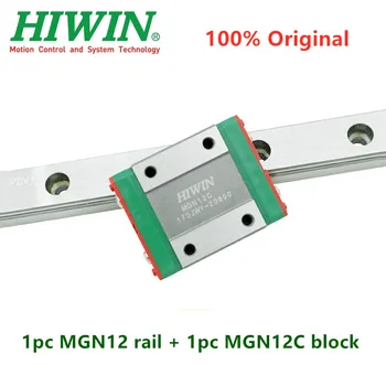 1pc Original de guia linear Hiwin MGN12 150 200 250 300 330 350 400 450 500 550 mm MGNR12 rail +1pc MGN12C bloco de transporte cnc 12mm