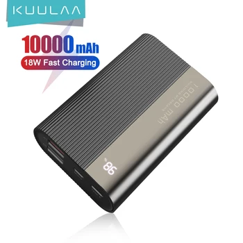 KUULAA MINI Banco de Potência 10000mAh Carregadores de telemóveis Powebank Tipo de LED C Micro Carga Rápida da Bateria Portátil Para Xiaomi iphone