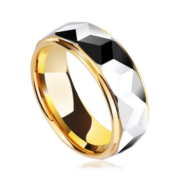 BEIER de Alta qualidade 8mm Largura folheada a ouro Tungstênio anel de casamento prisma design para as mulheres, o homem do casal simples jóia BR-W087