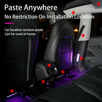 Interior do carro de Luz LED RGB Luz Remoto sem Fio Automotivo Carro Lâmpada Decorativa Auto Ambiente de Luz da Lâmpada de Carregamento Pé Luz