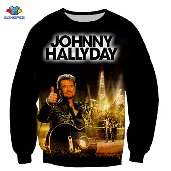 SONSPEE Johnny Hallyday engraçado Impressos em 3D Homens Mulheres Moletom com Capuz de Moda, Gráfico Capuz Casual Streetwear Pulôver Tops F6