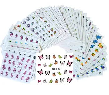 48-50sets misto de borboleta adesivos de unhas-adesivos de unha-a marca de adesivos de cada conjunto de não-repetitiva de nail art deco adesivos de unhas