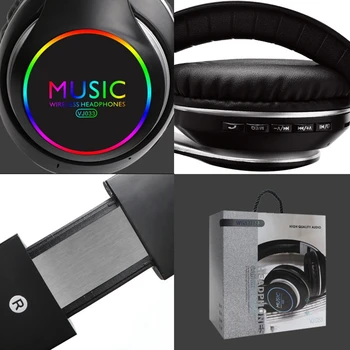 Fones de ouvido Bluetooth,Bluetooth 5.0 Fone de ouvido com Luzes Coloridas, a Função de Chamada,Música Auricular Bilateral de Fone de ouvido Estéreo